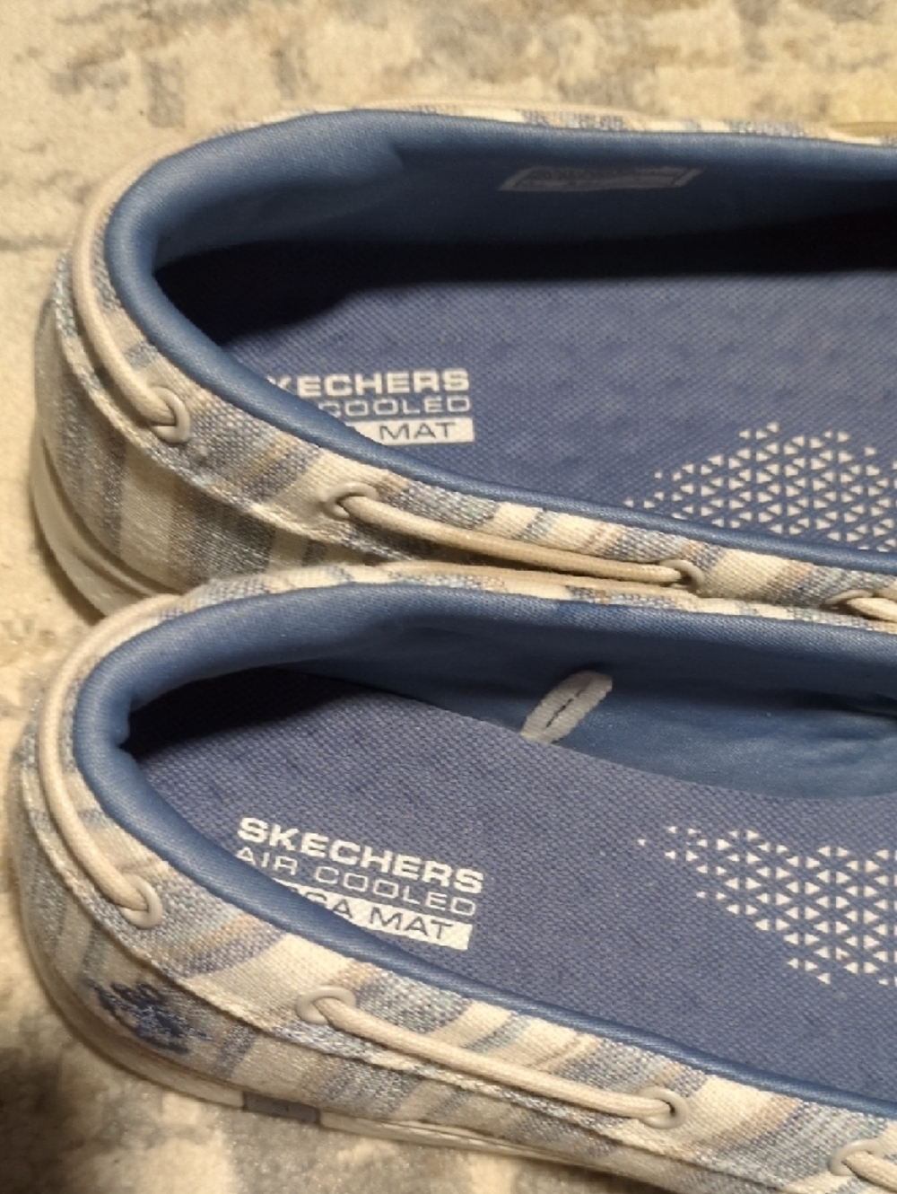 Skechers Striped Slip-On Loafers in Light Blue and Cream - Picture 7 of 7